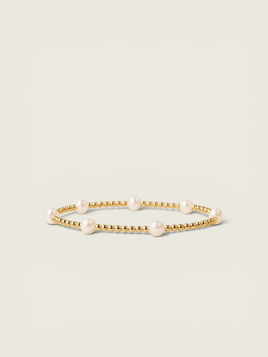 Gold Dot Pearl Stretch Bracelet