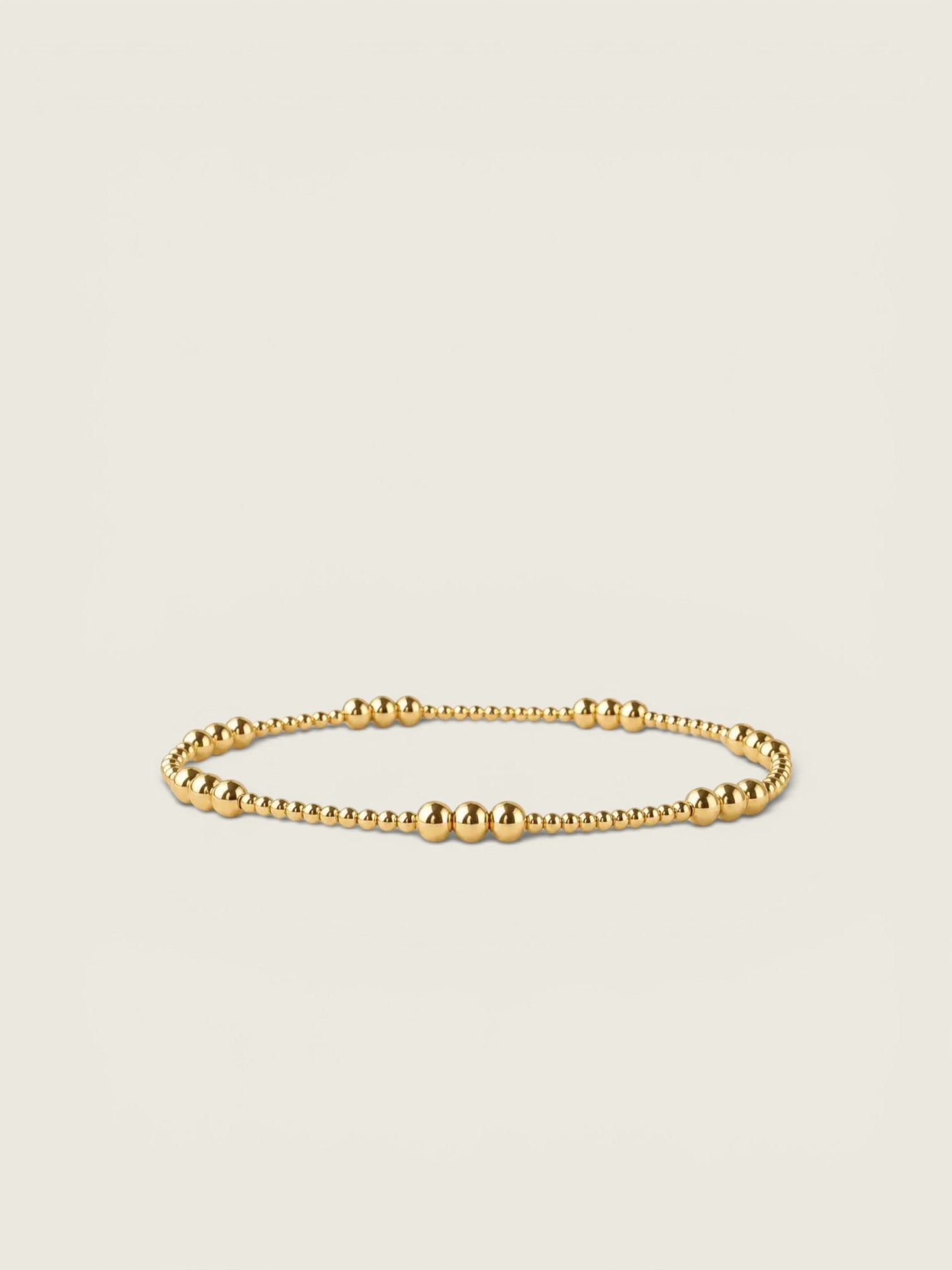 Trio Gold Beaded Stretch Bracelet - Smooth