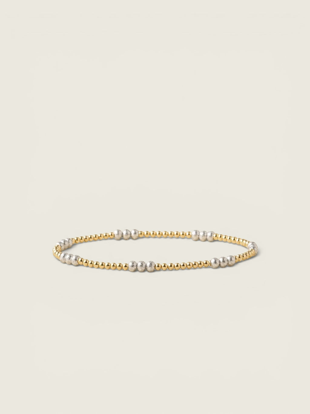 Trio Silver Mixed Metal Beaded Stretch Bracelet - Textured