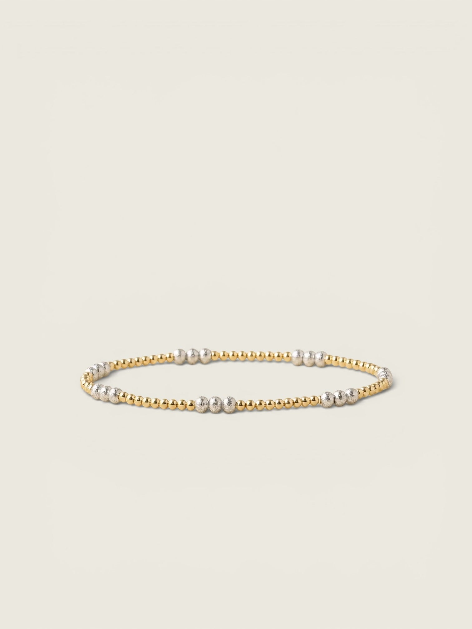 Trio Silver Mixed Metal Beaded Stretch Bracelet - Textured