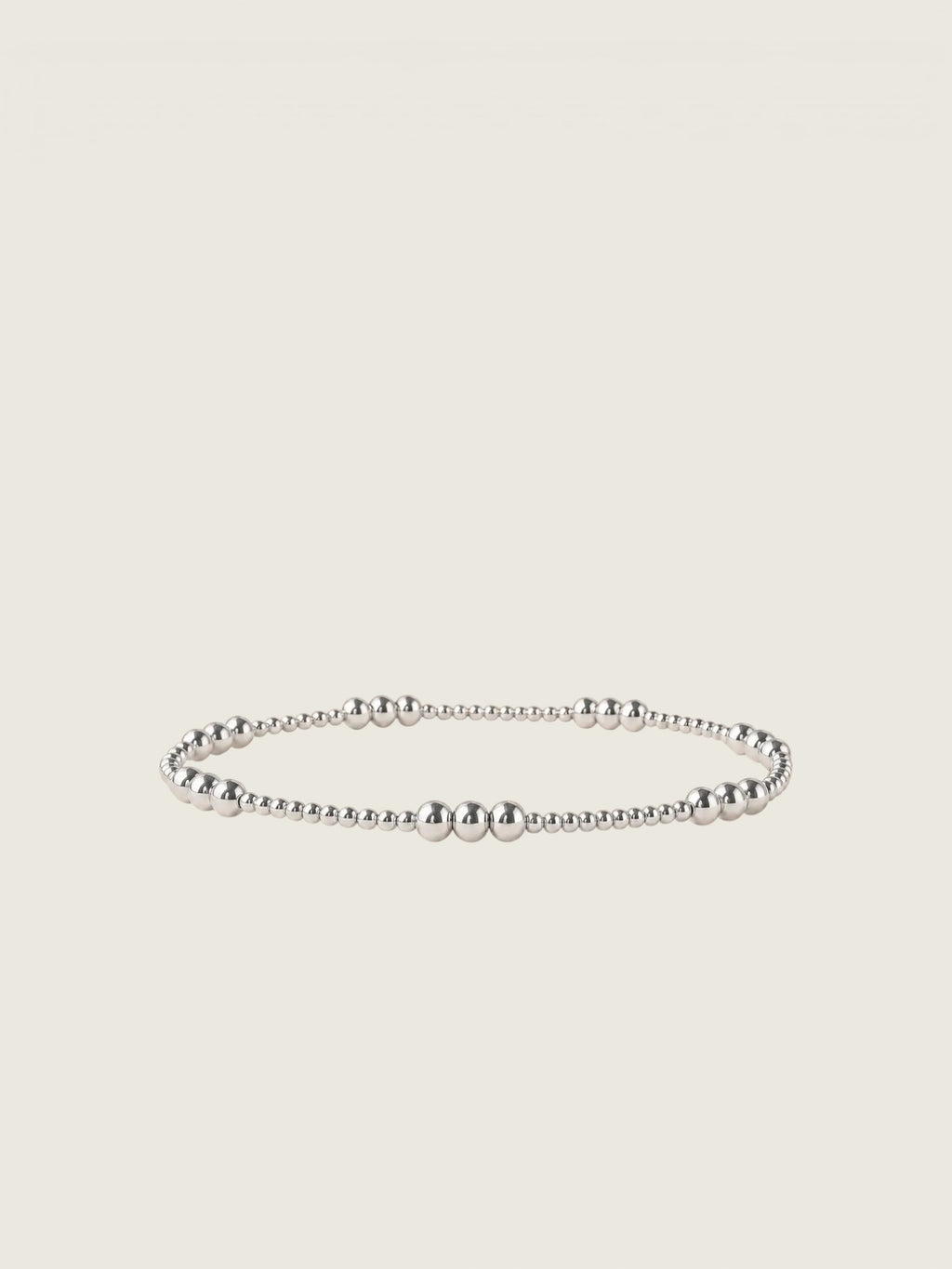 Trio Silver Beaded Stretch Bracelet - Smooth
