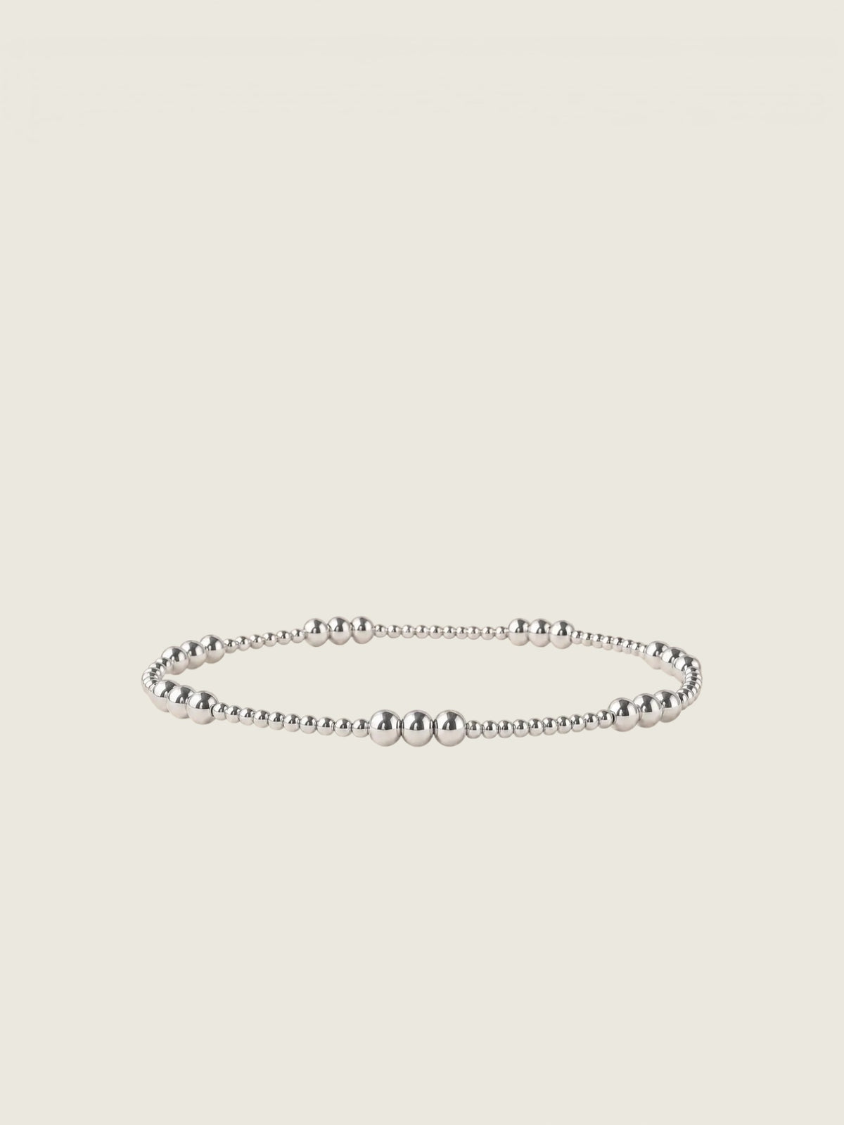 Trio Silver Beaded Stretch Bracelet - Smooth