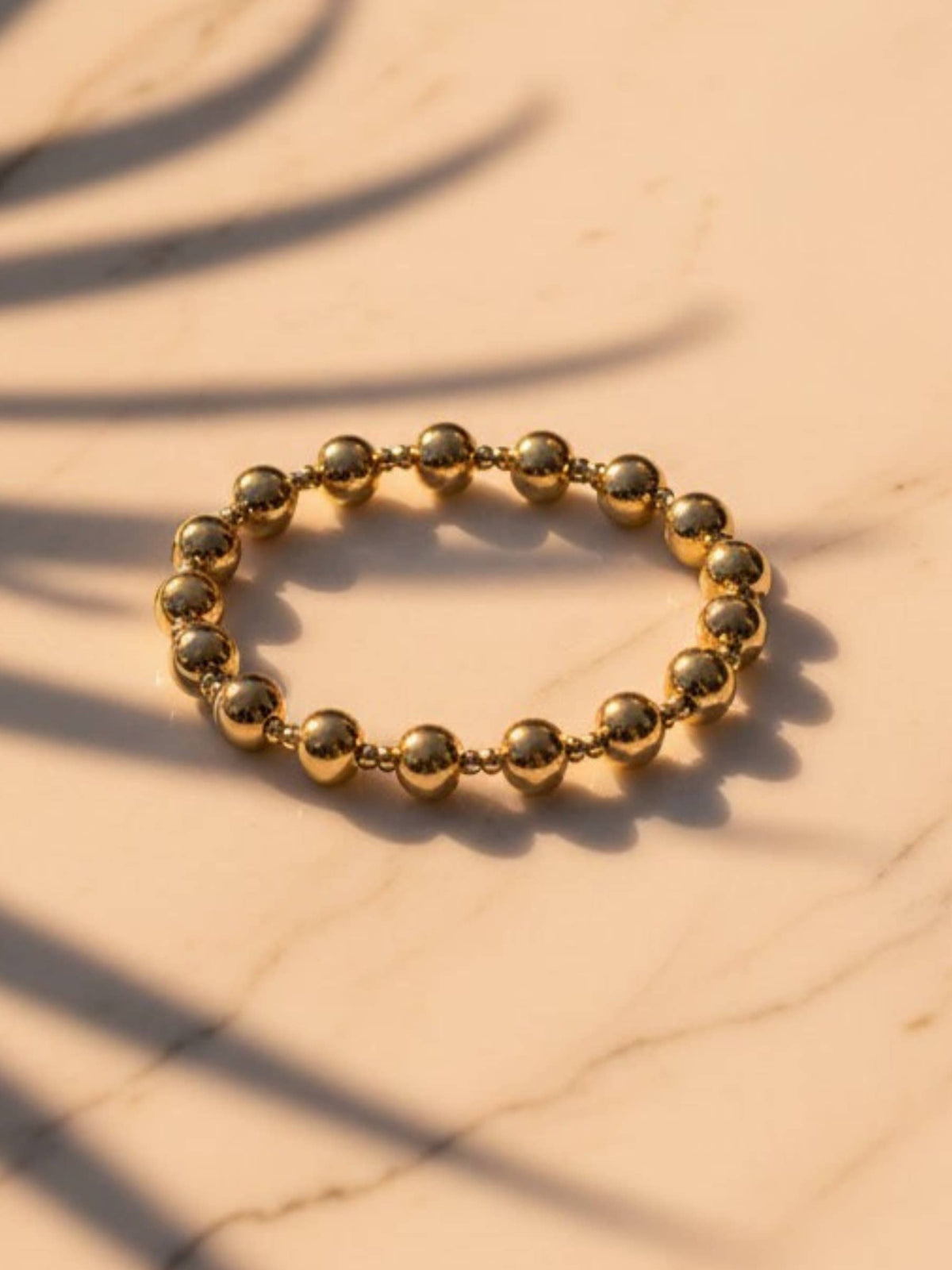 Gold Beaded Duo Stretch Bracelet - Smooth