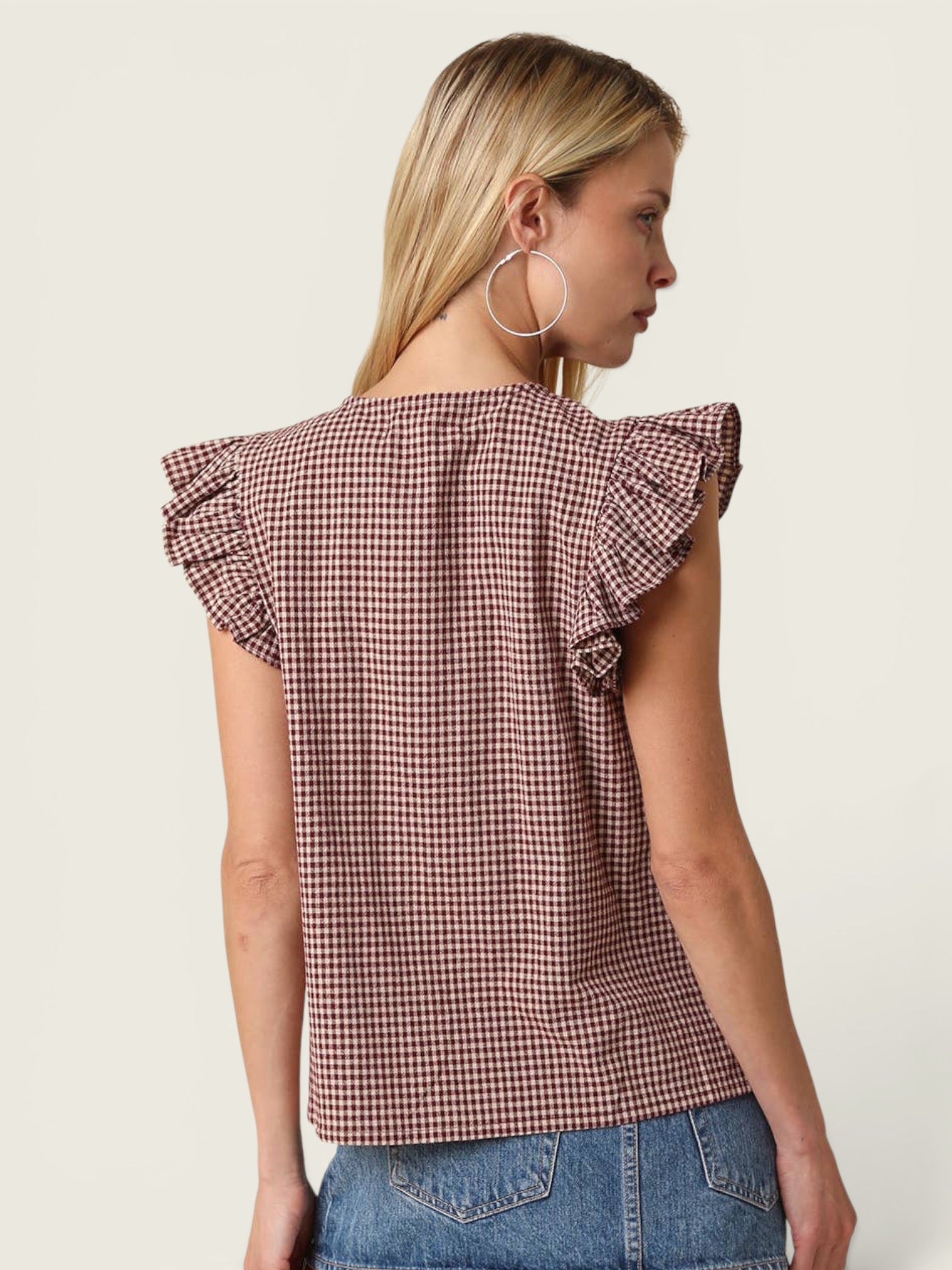 Clara Ruffle Sleeve Gingham Top