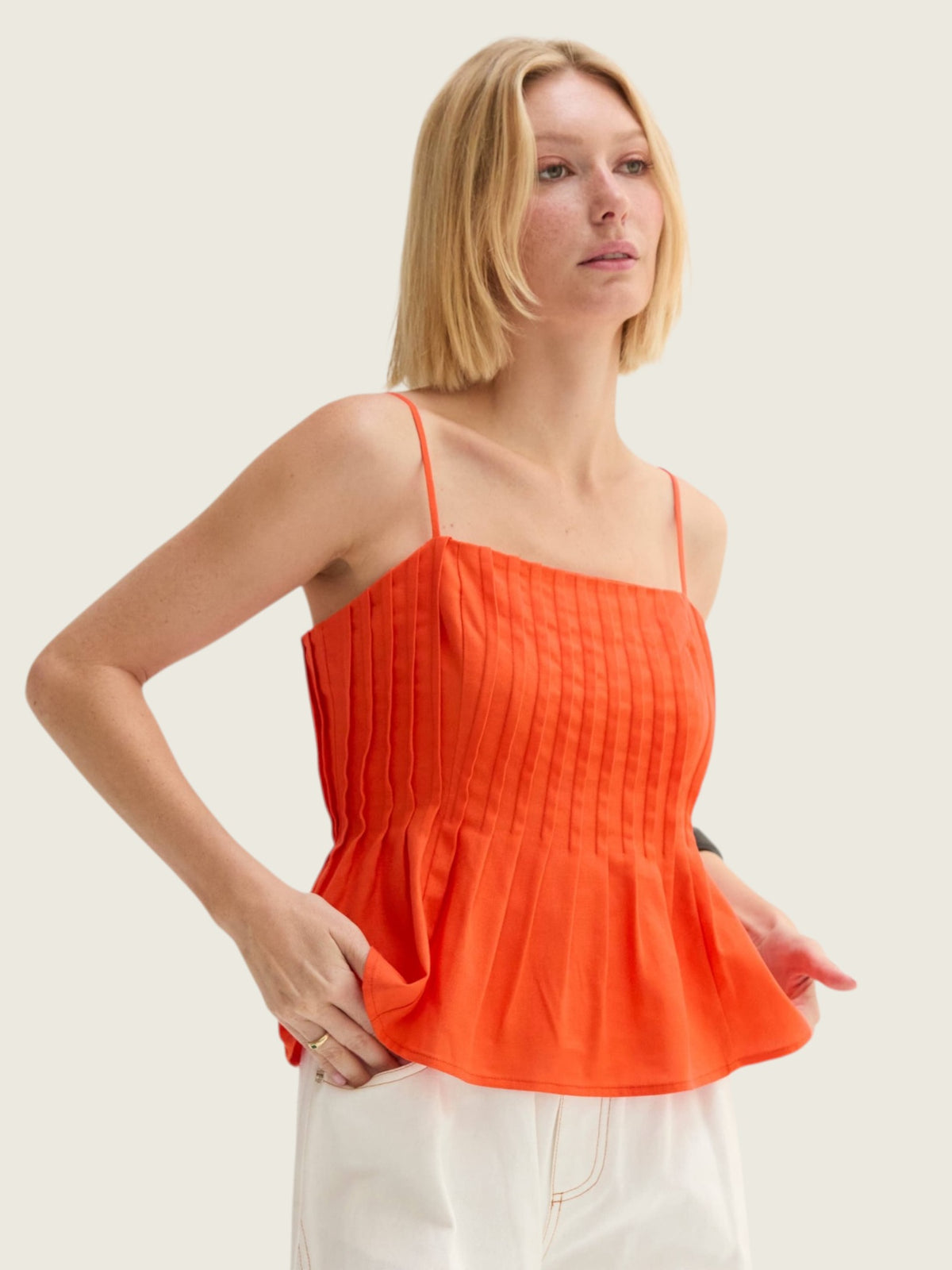 Claudia Pleated Linen Tank