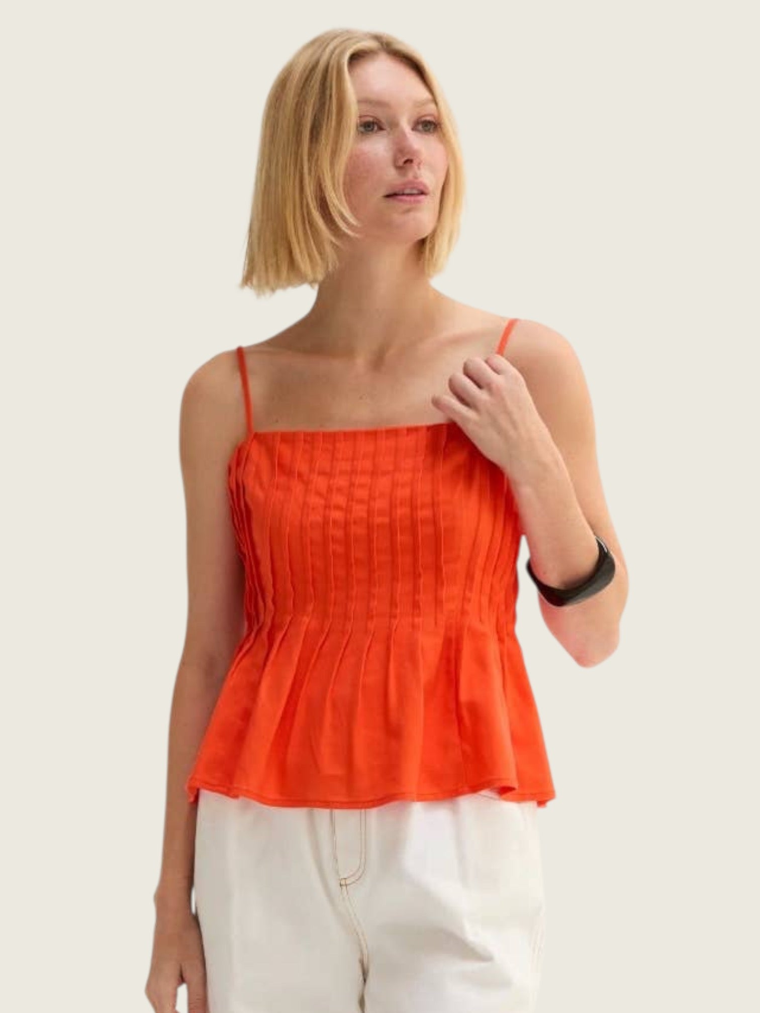 Claudia Pleated Linen Tank