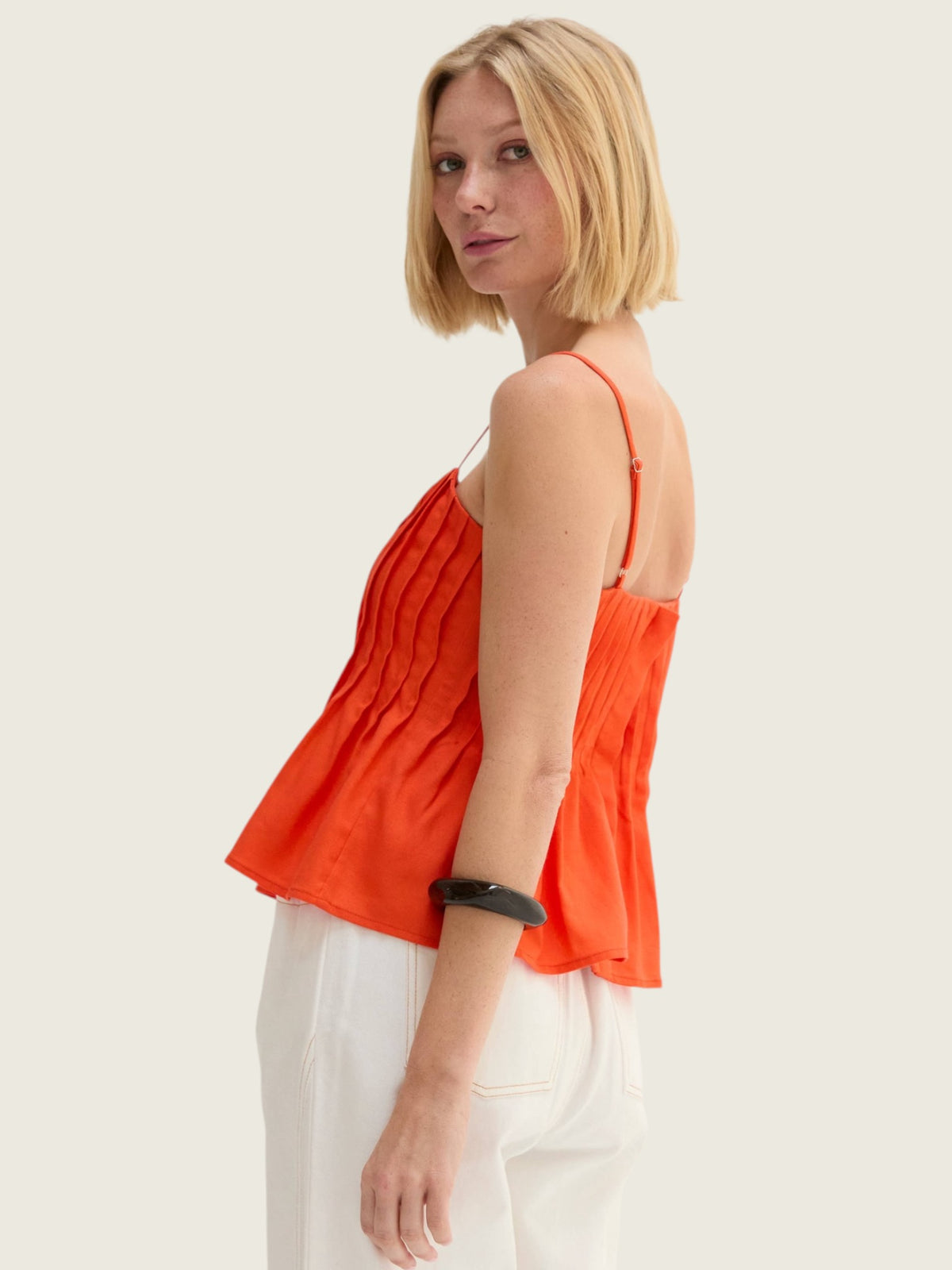 Claudia Pleated Linen Tank