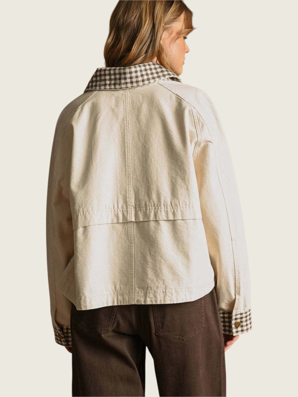 Gingham Collared Twill Jacket