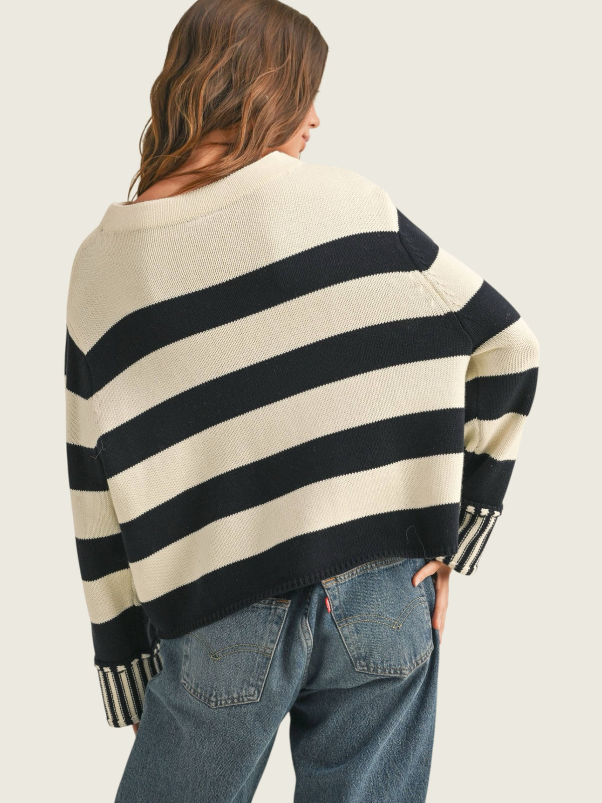 Mixed Stripe Sweater Top