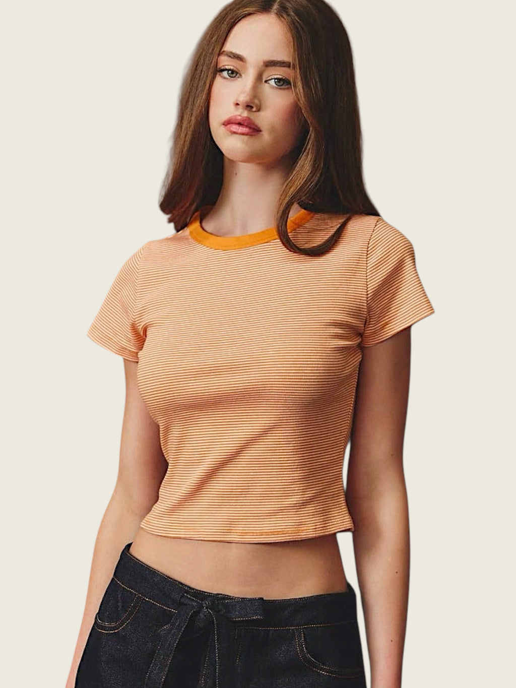 Crew Neck Stripe T-Shirt