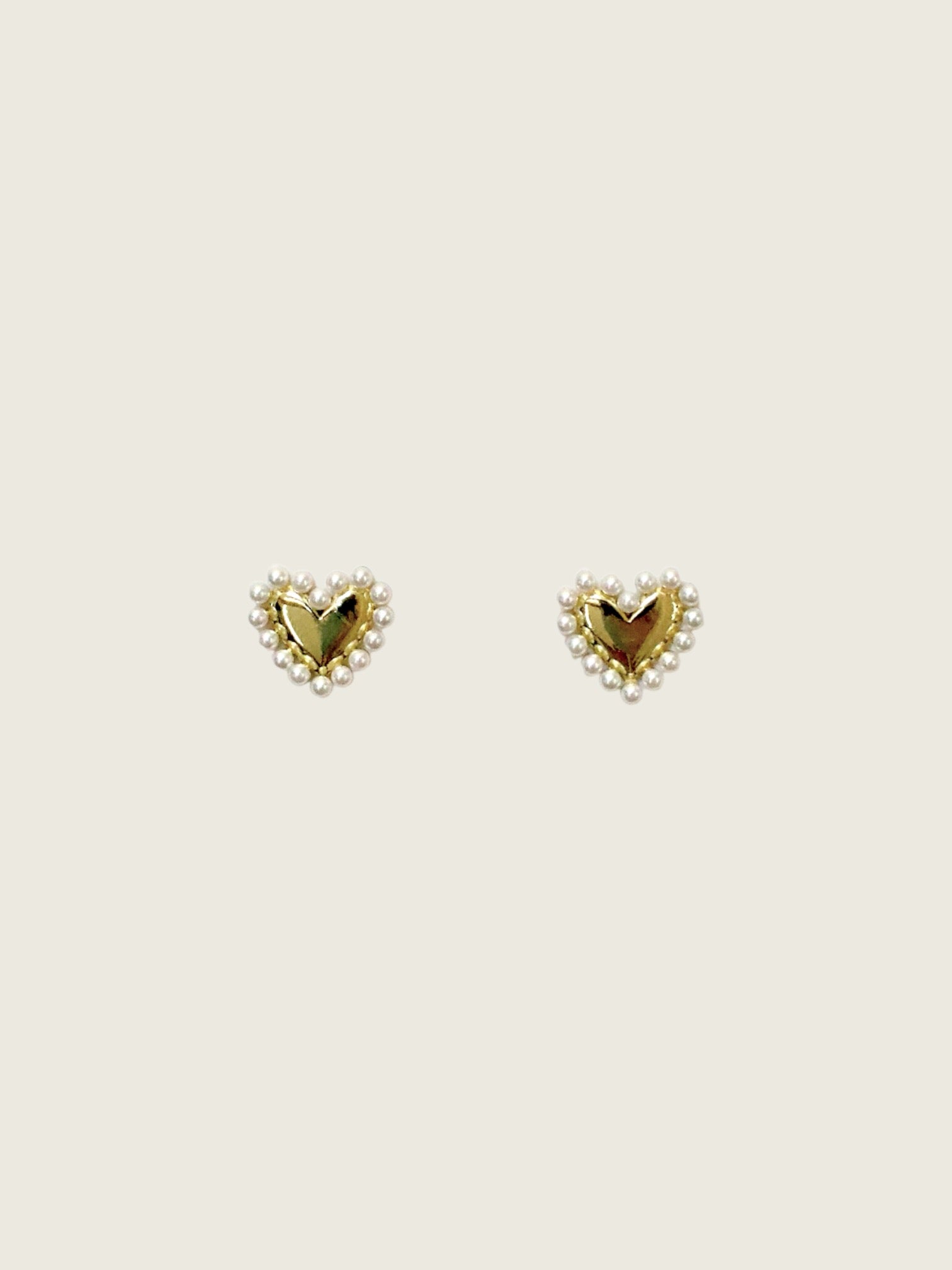 Hathaway Heart Stud with Pearl Detail Earrings