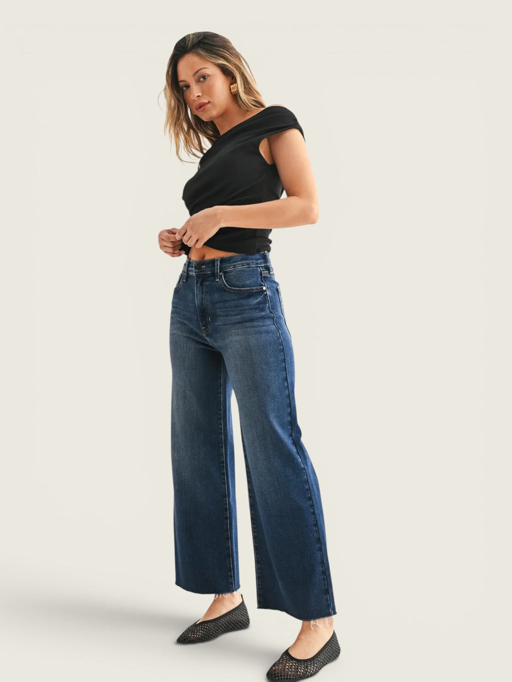 High Rise Scissor Cut Wide Leg