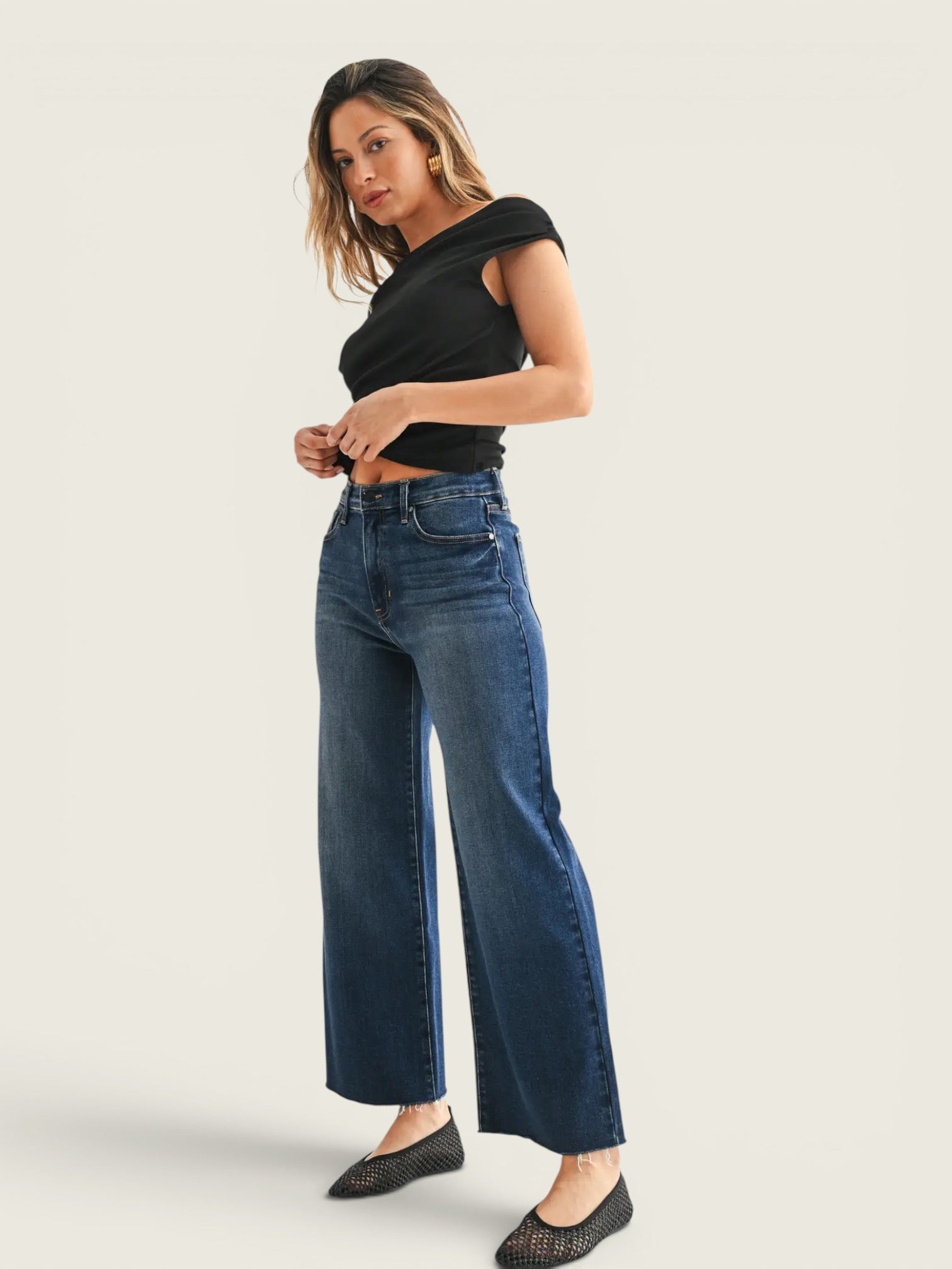 High Rise Scissor Cut Wide Leg