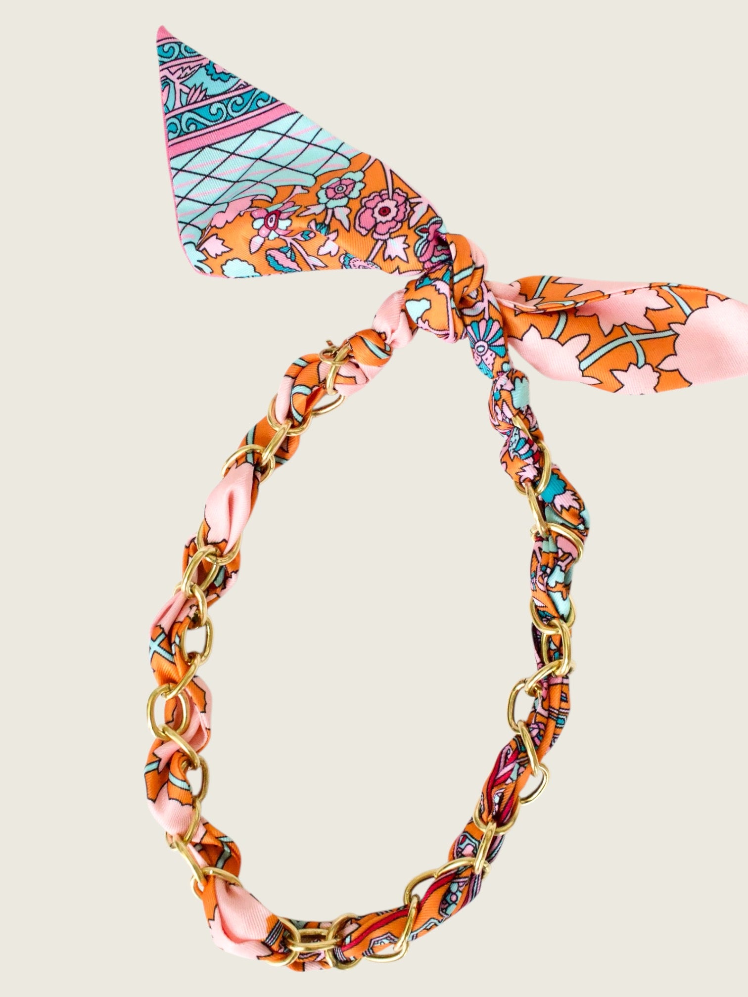 Patterned Scarf Game Day Necklace - Orange