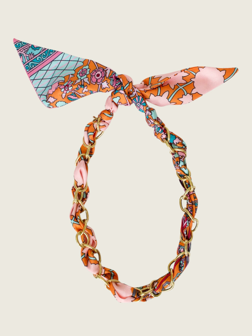 Patterned Scarf Game Day Necklace - Orange