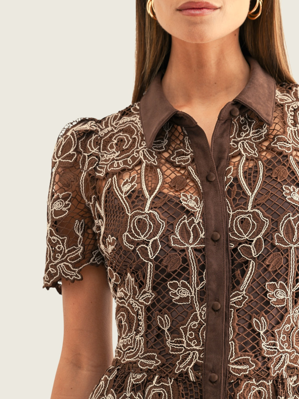 Lennon Lace Midi Shirt Dress