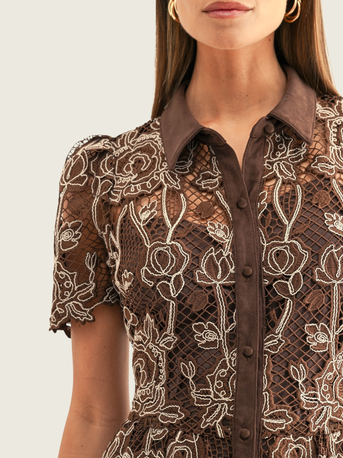 Lennon Lace Midi Shirt Dress