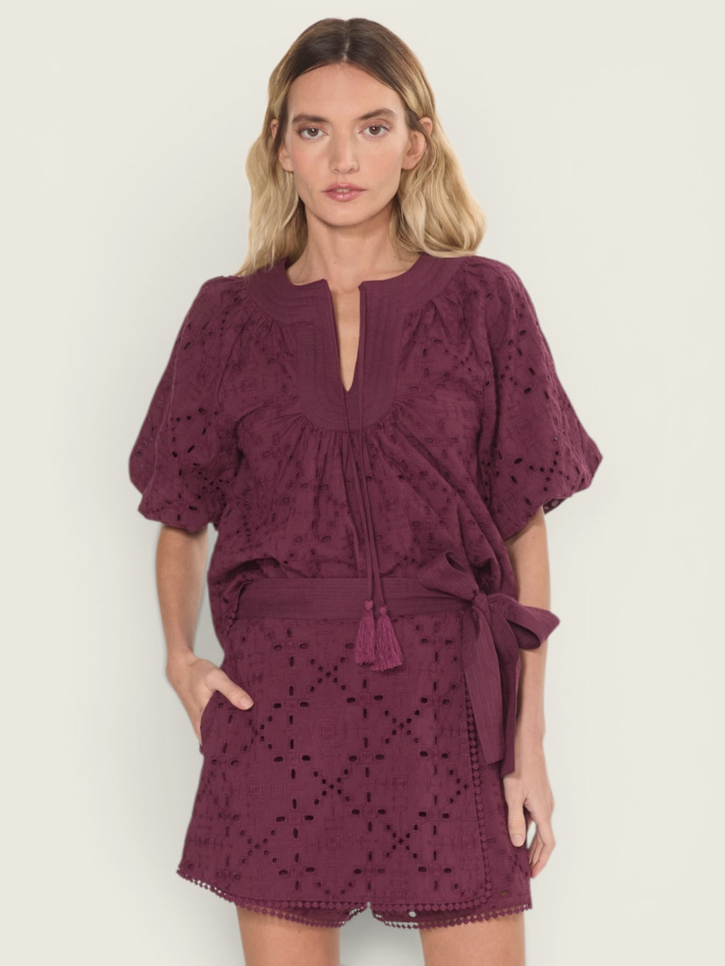 Delphi Embroidered Eyelet Top