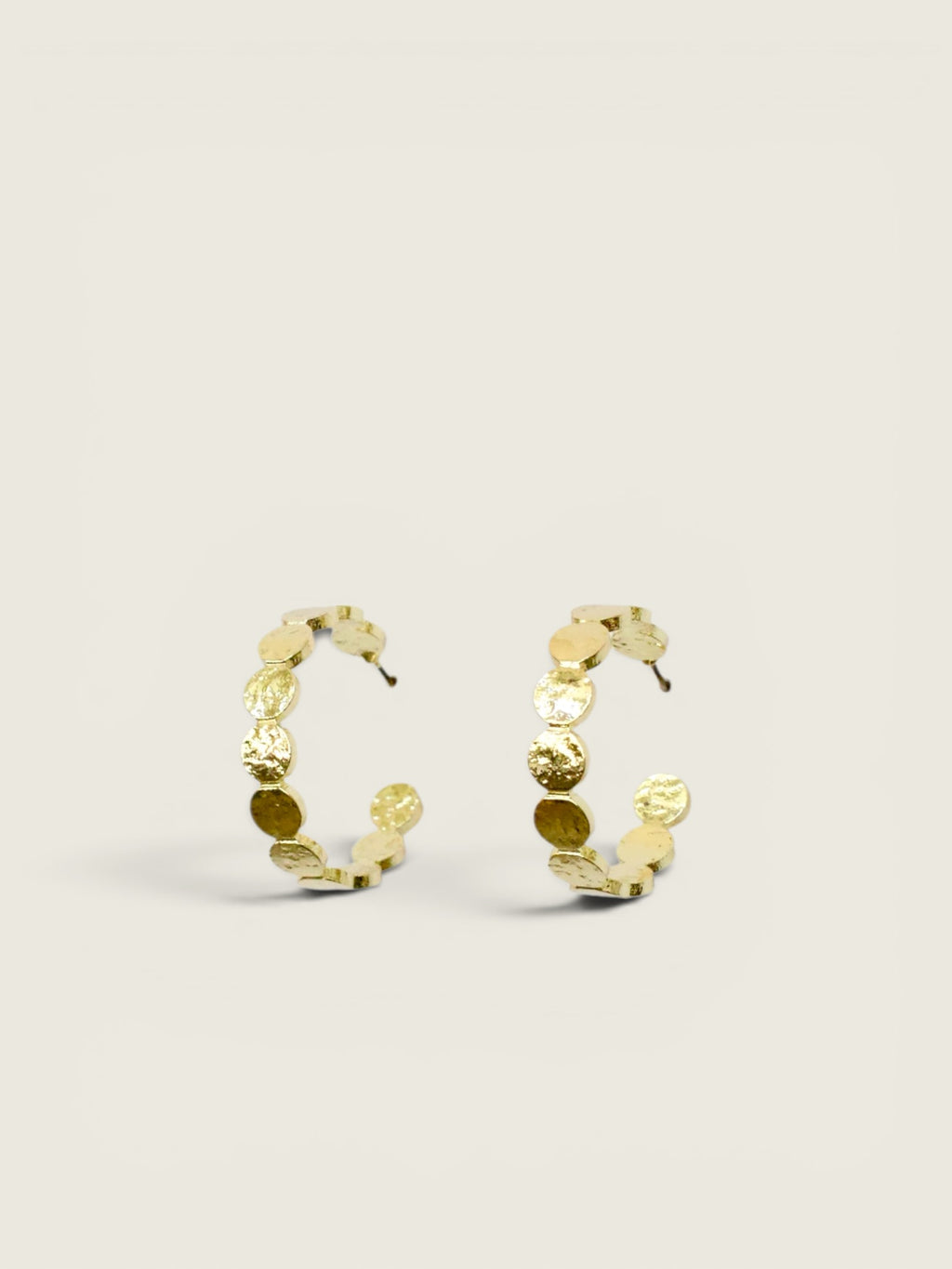 Hammered Gold Scalloped Hoop Earrings