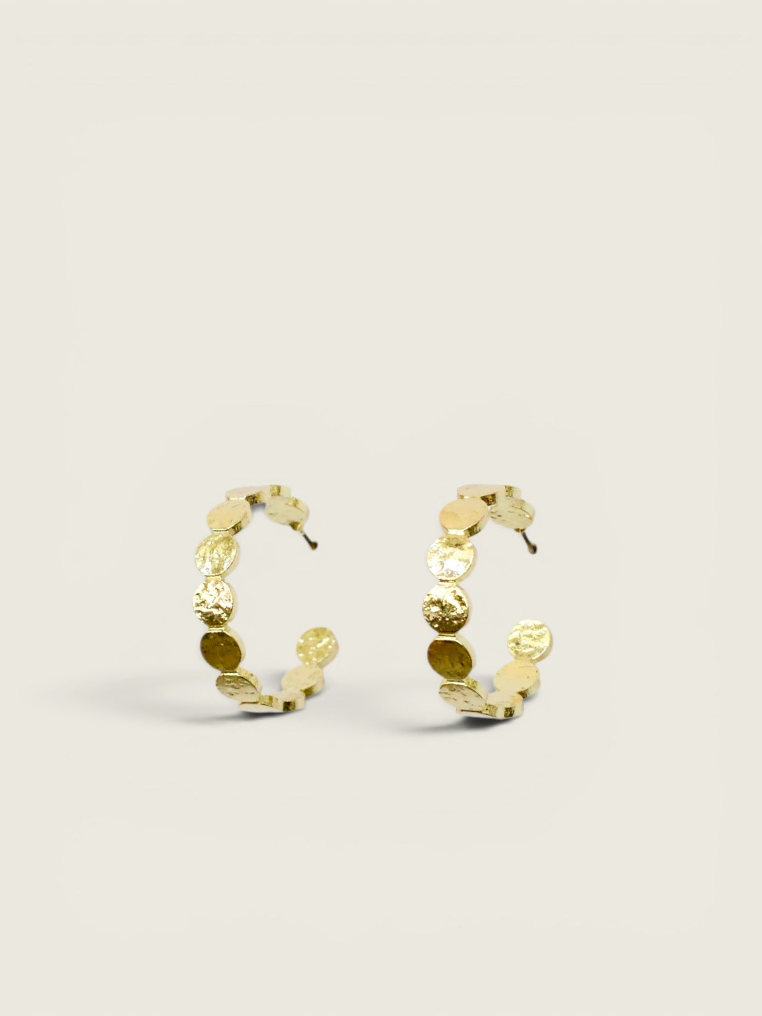 Hammered Gold Scalloped Hoop Earrings