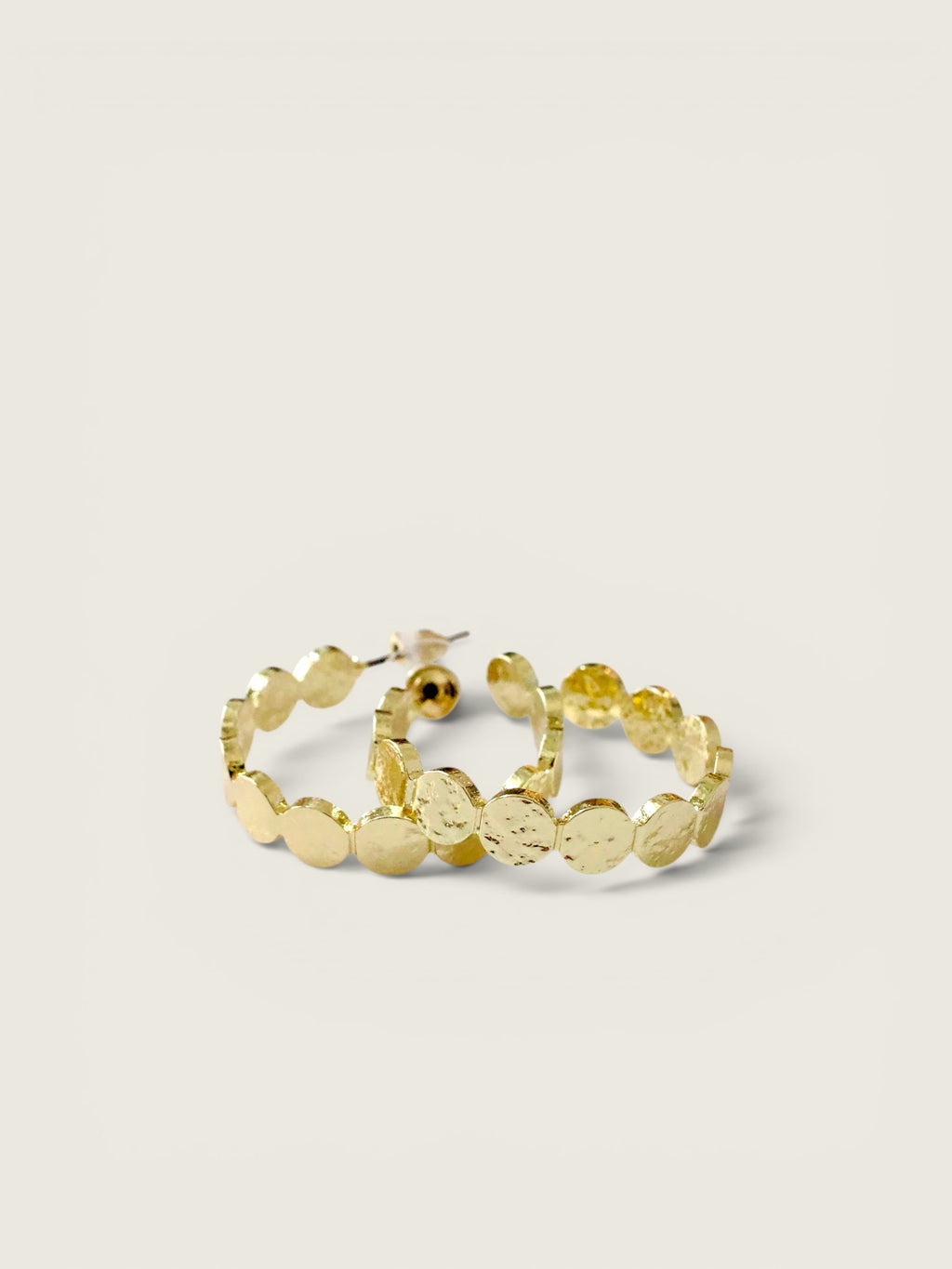 Hammered Gold Scalloped Hoop Earrings