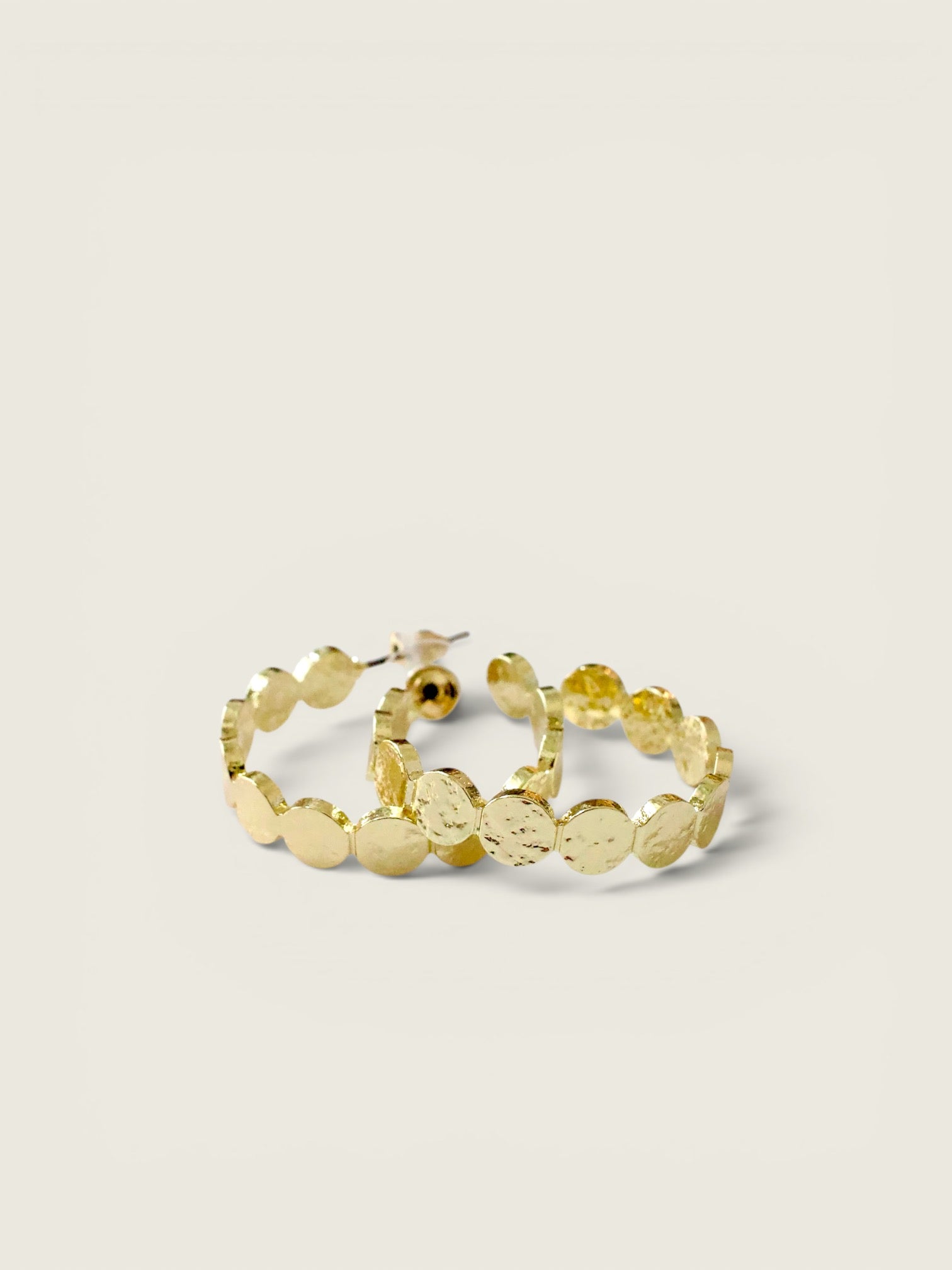 Hammered Gold Scalloped Hoop Earrings