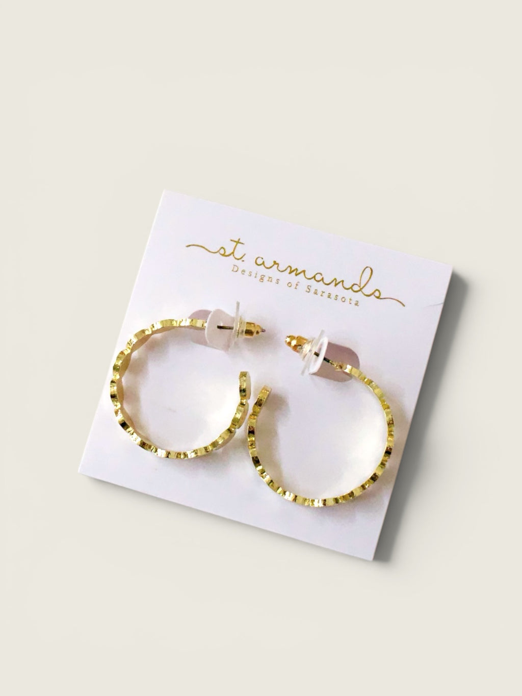 Hammered Gold Scalloped Hoop Earrings