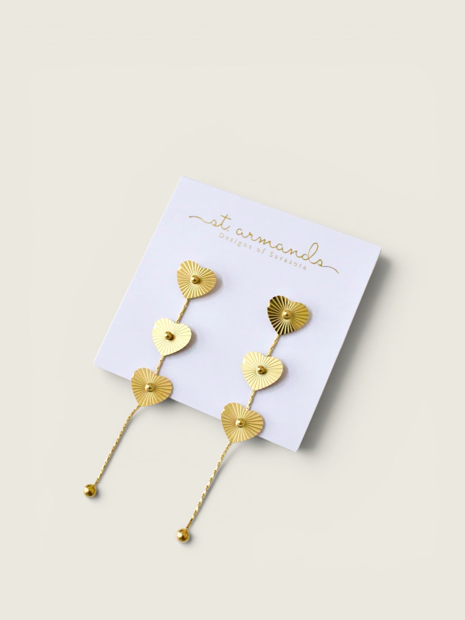 Gold Heart Duster Drop Earrings