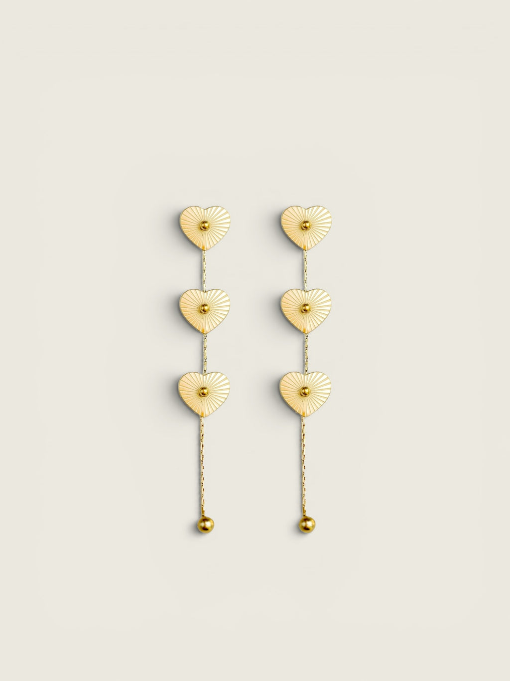 Gold Heart Duster Drop Earrings