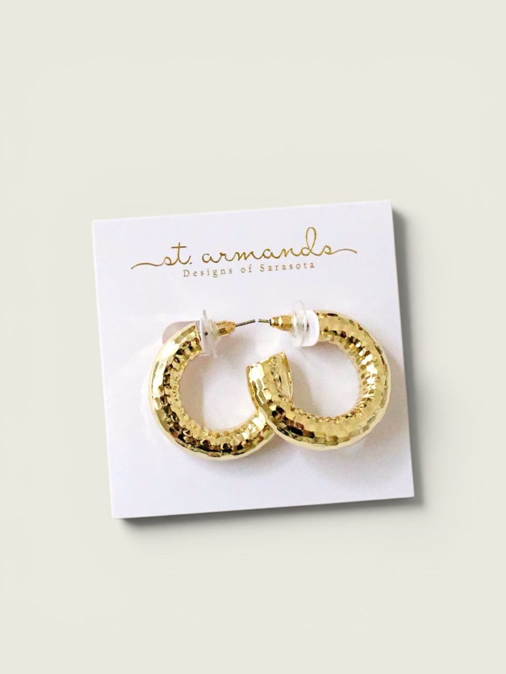 Hammered Gold Vintage Style Hoop Earrings