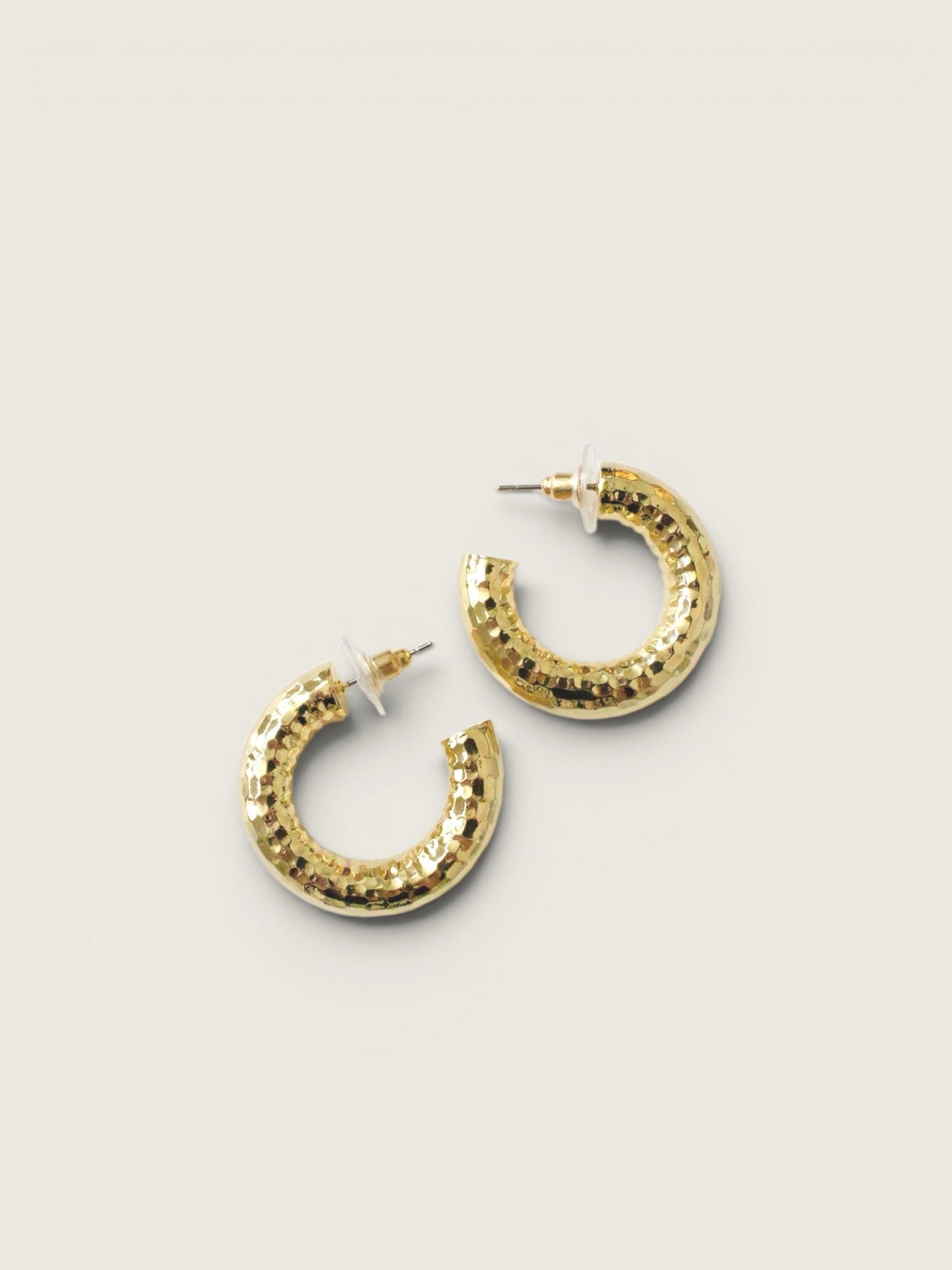 Hammered Gold Vintage Style Hoop Earrings