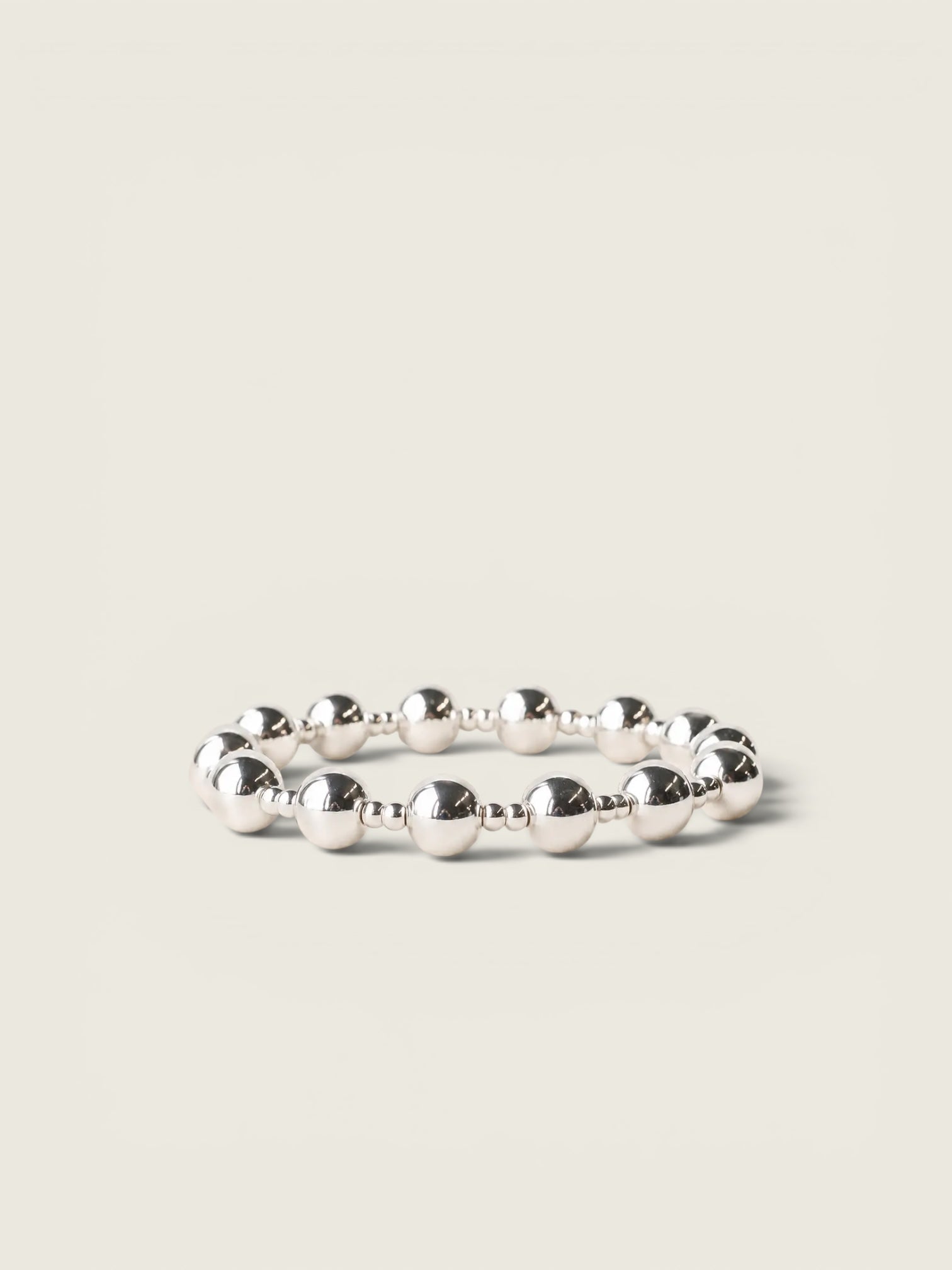 Silver Beaded Duo Stretch Bracelet - Smooth