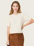 Wesley Knit Puff Sleeve Cable Top