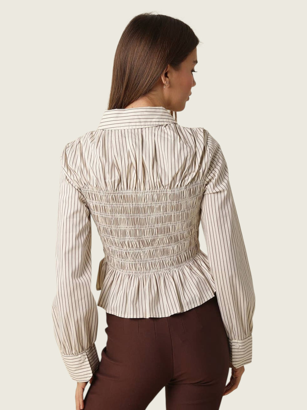 Nomi Smocked Peplum Shirt
