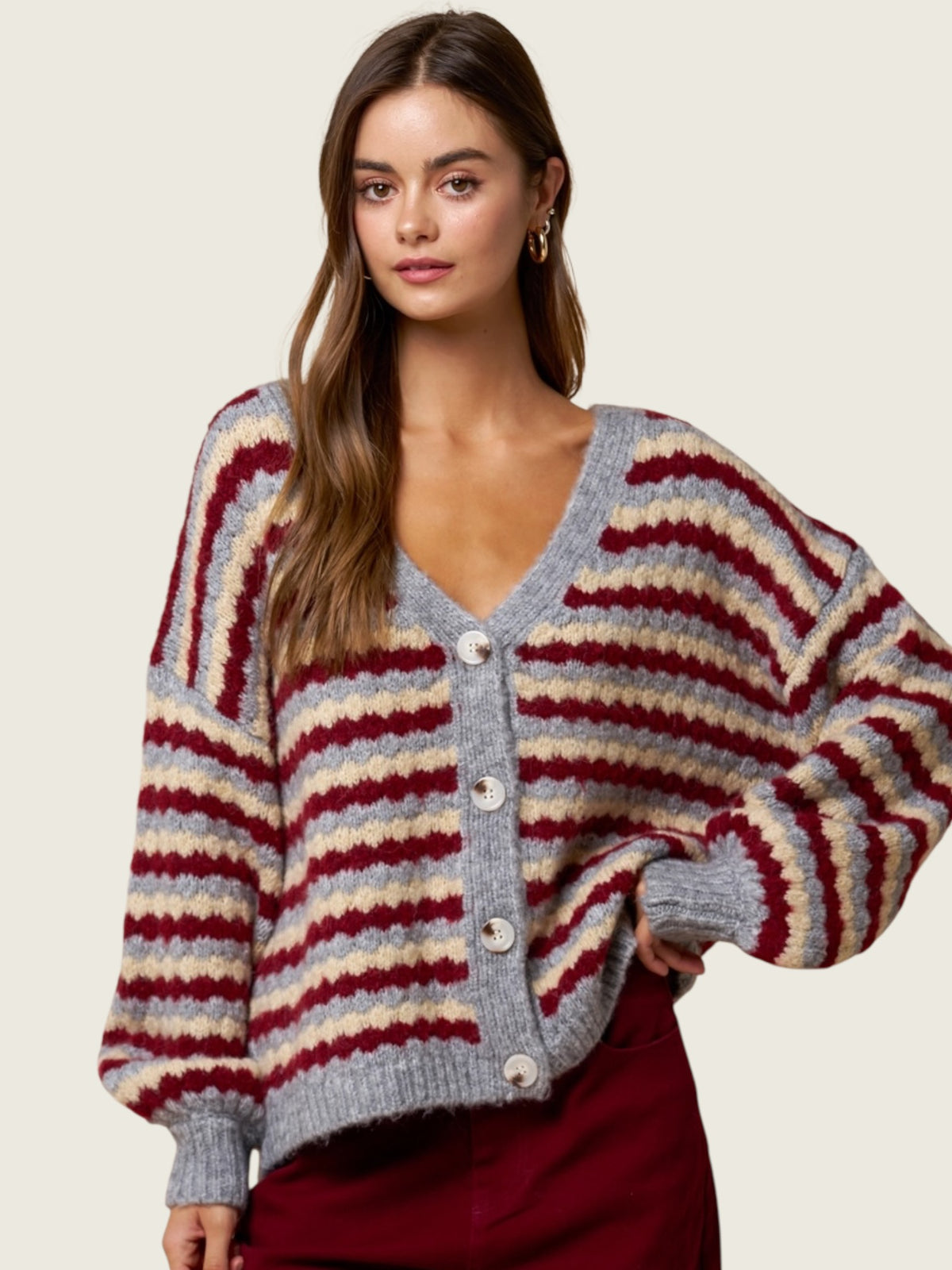 Relaxed Stripe Cardigan