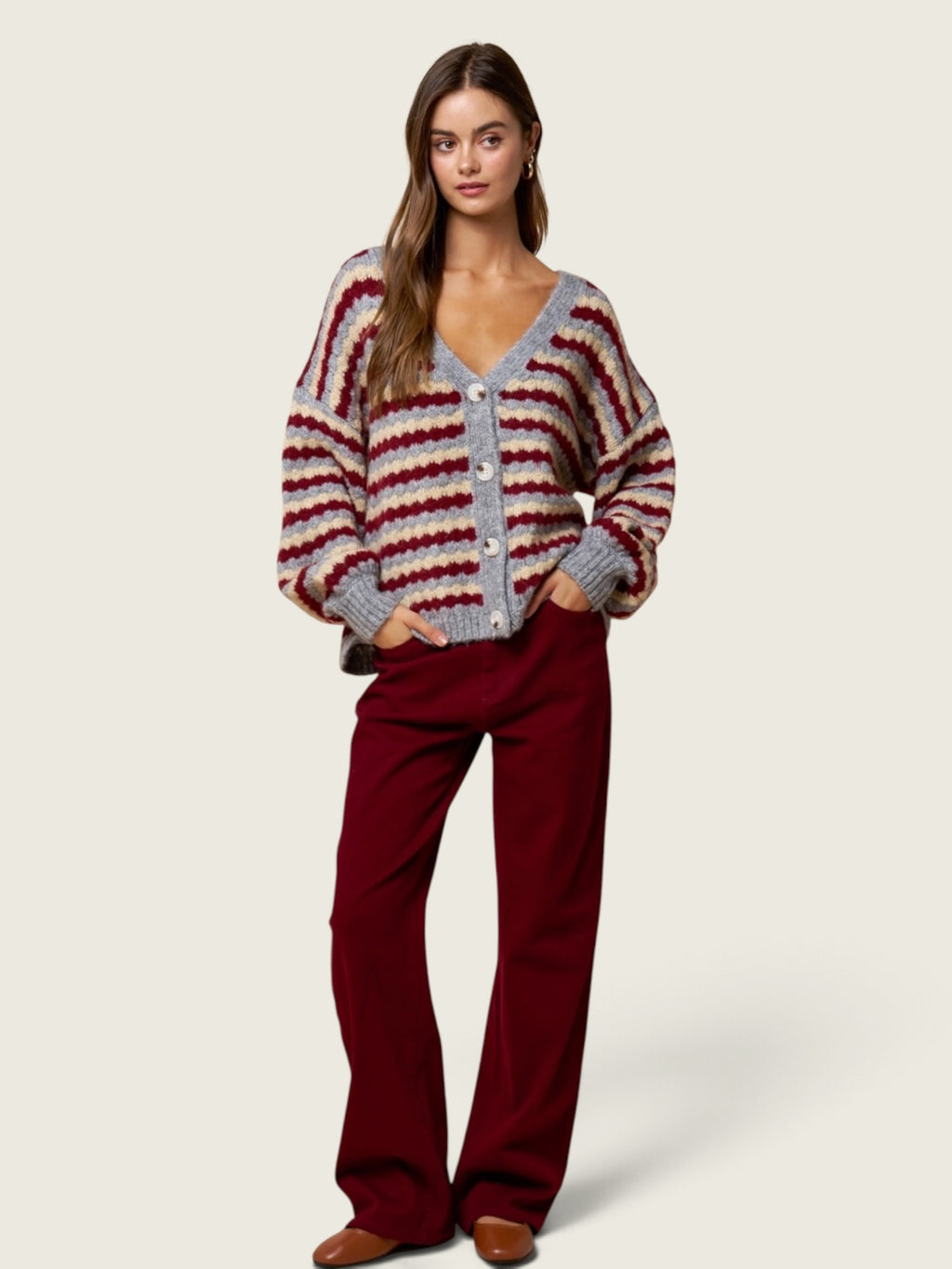 Relaxed Stripe Cardigan