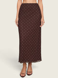 Eda Polka Dot Mesh Midi Skirt