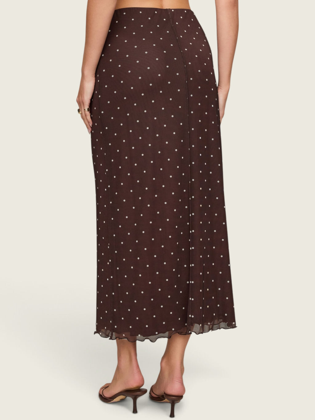 Eda Polka Dot Mesh Midi Skirt