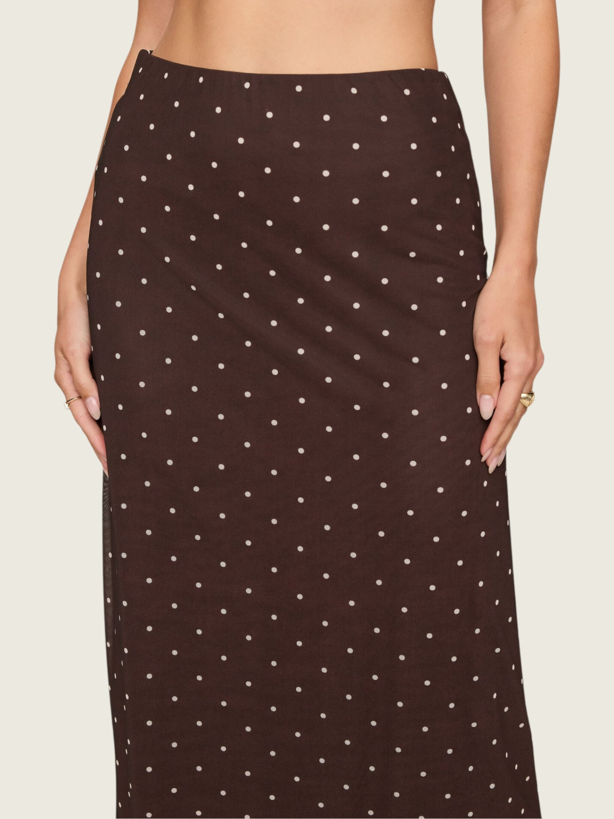 Eda Polka Dot Mesh Midi Skirt