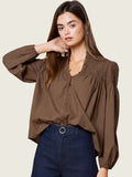 Smocked Bubble Sleeve Blouse