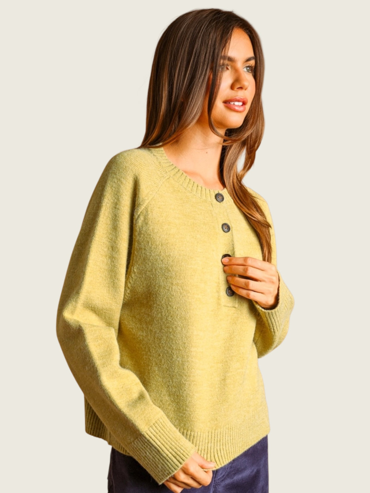 Reya Half Button Sweater Top