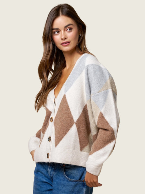 Argyle V-Neck Cardigan