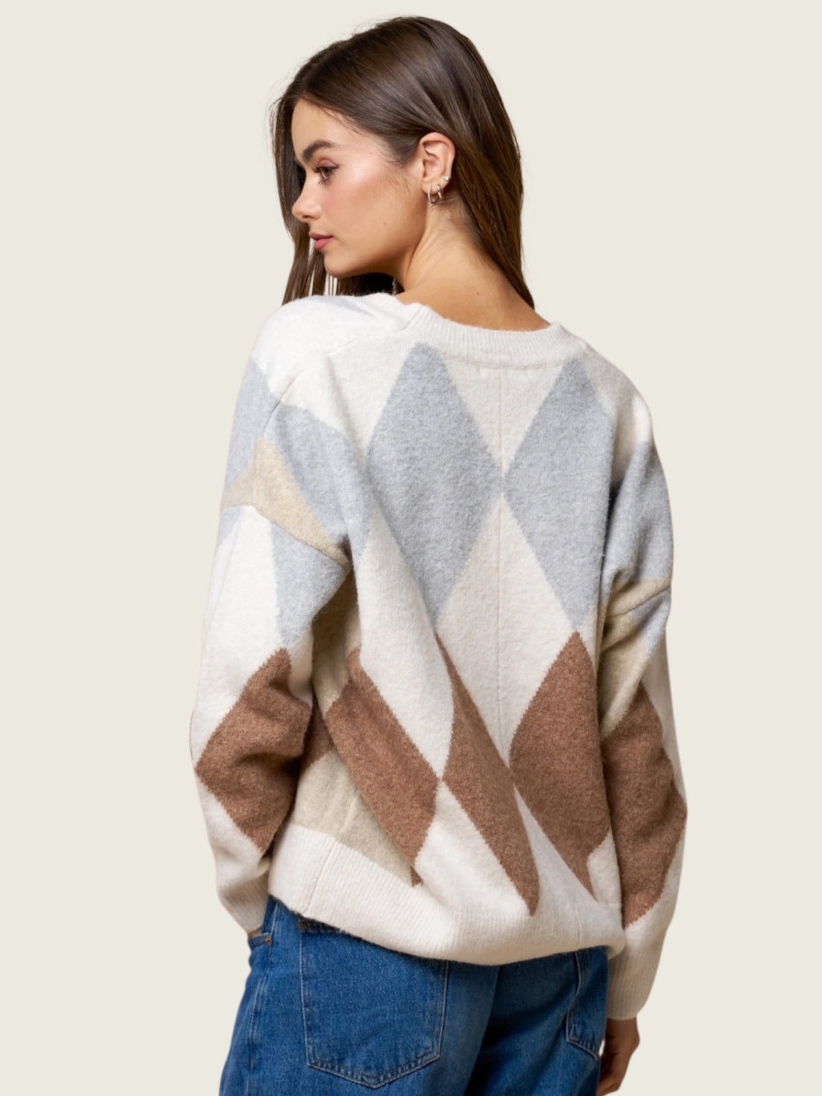 Argyle V-Neck Cardigan