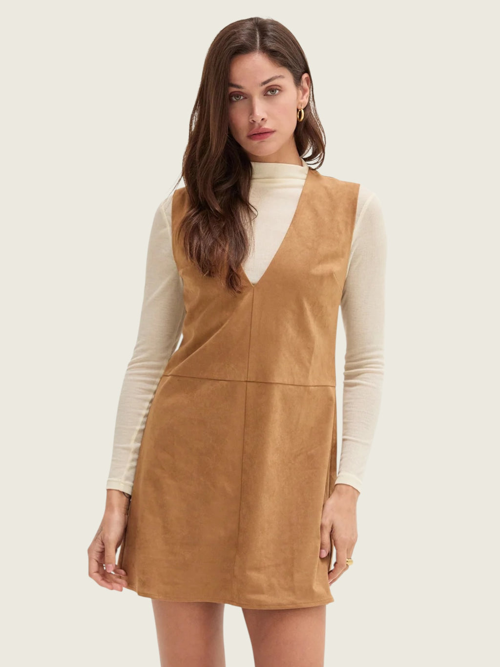 Von V-Neck Suede Mini Dress