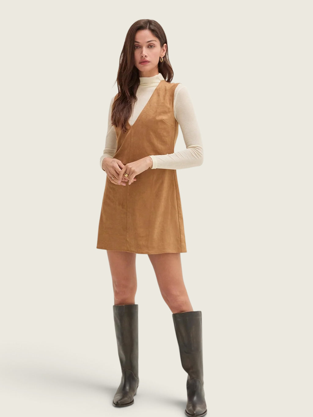 Von V-Neck Suede Mini Dress