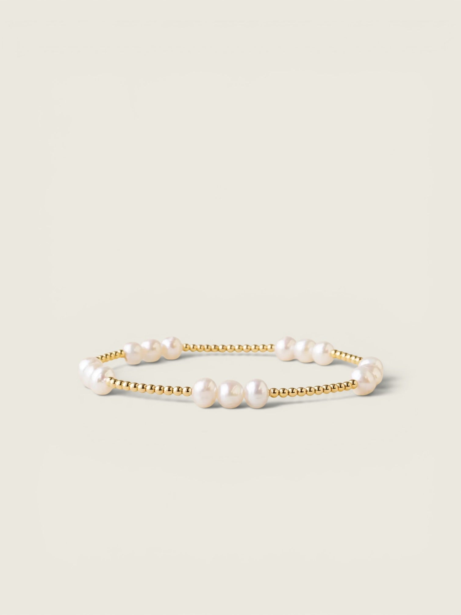 Gold Trio Pearl Stretch Bracelet