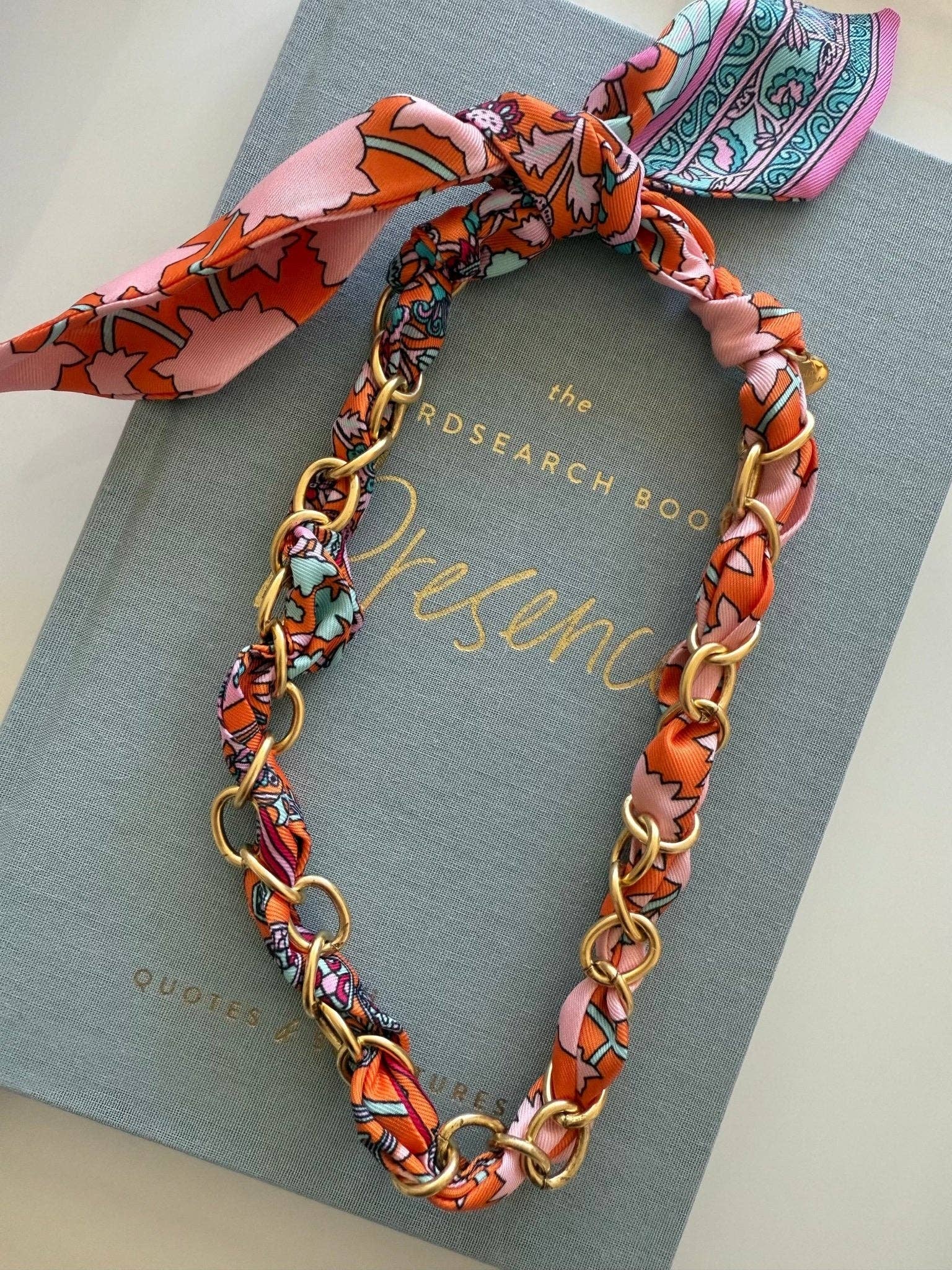 Patterned Scarf Game Day Necklace - Orange